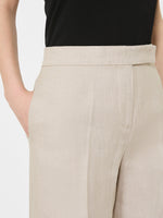Wide-Leg Trousers In Linen Basketweave for Women - Sand - Max Mara KSA