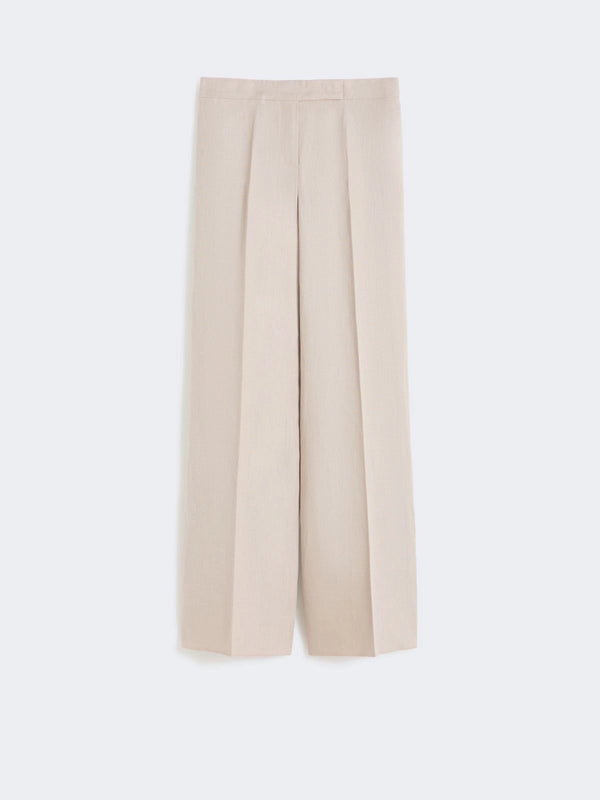 max mara wide-leg trousers in linen basketweave for women