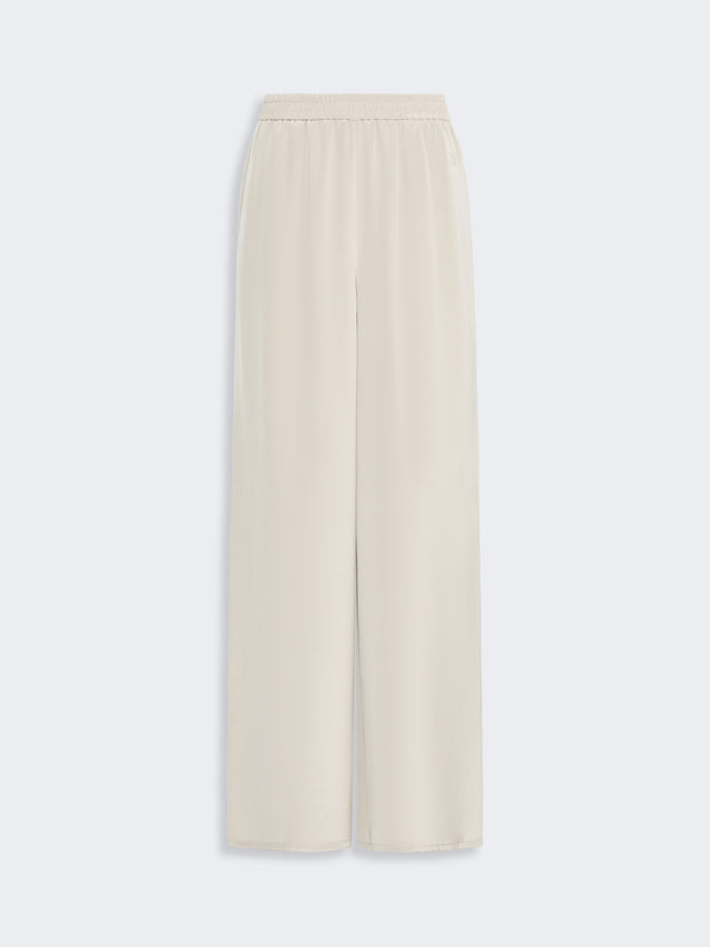 Relaxed-Fit Heavy Silk Trousers for Women - Stone - Max Mara KSA