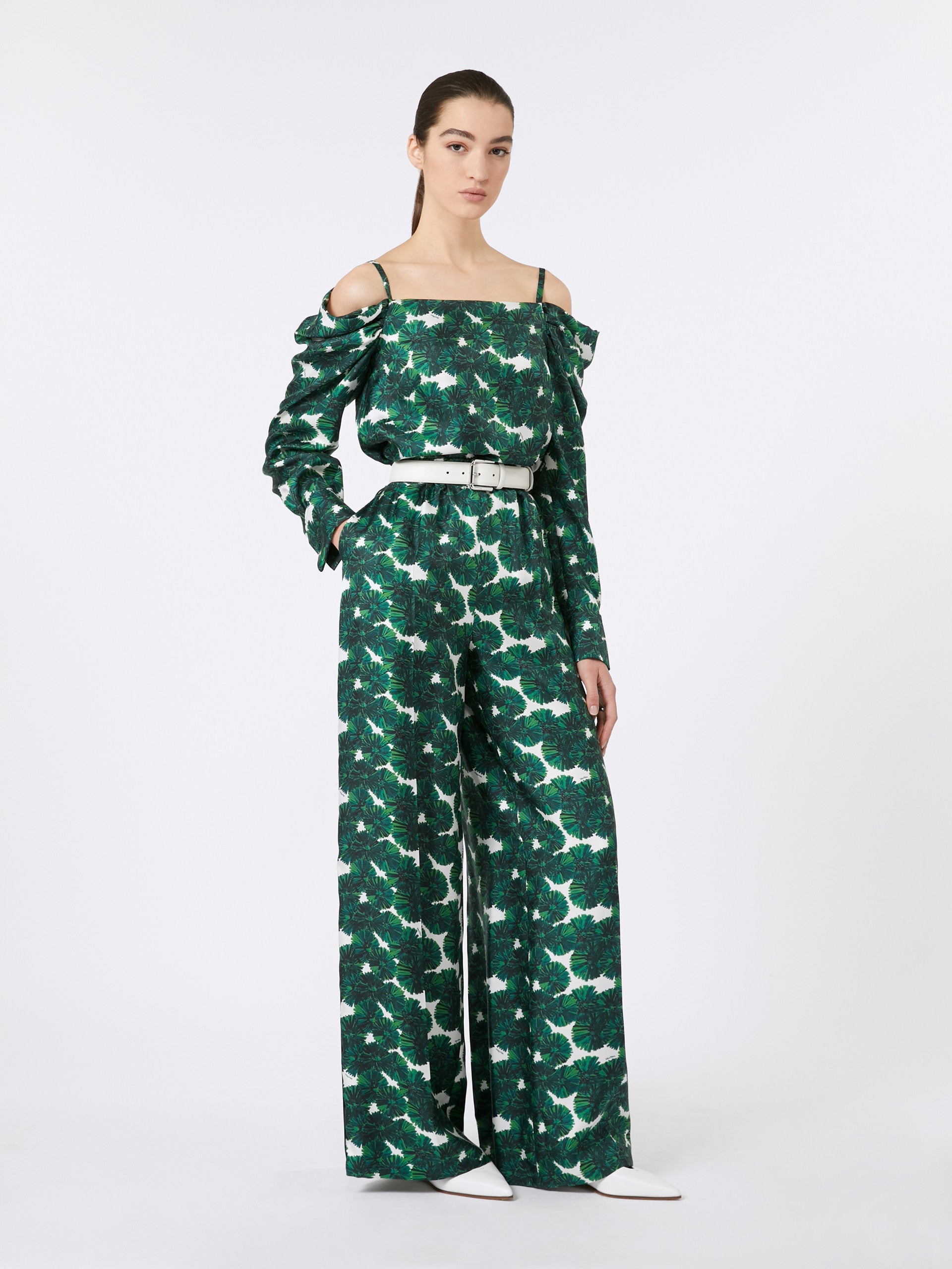 Printed silk trousers