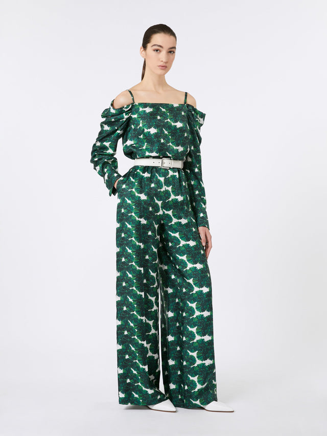 Printed silk trousers