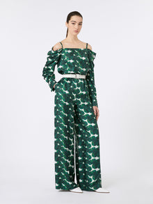 Printed silk trousers