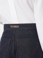 Denim-Look Cotton Wide-Leg Trousers for Women - Midnightblue - Max Mara KSA