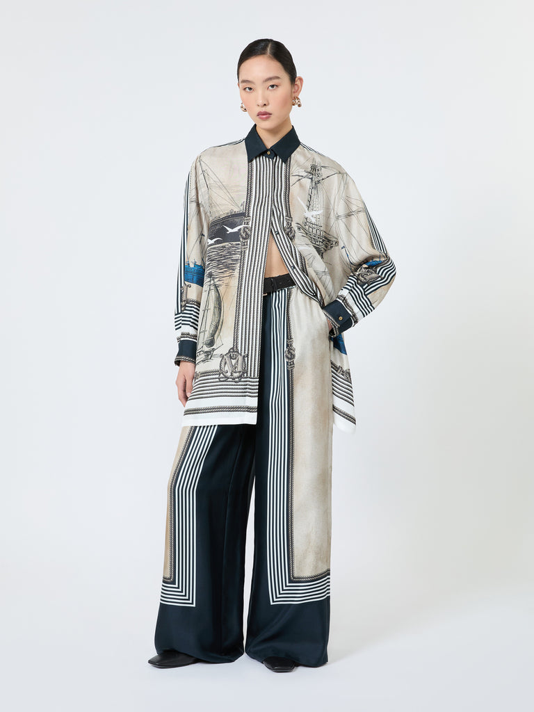 max mara wide-fit printed silk trousers