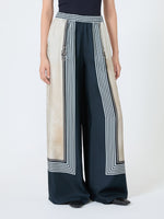 max mara wide-fit printed silk trousers for women