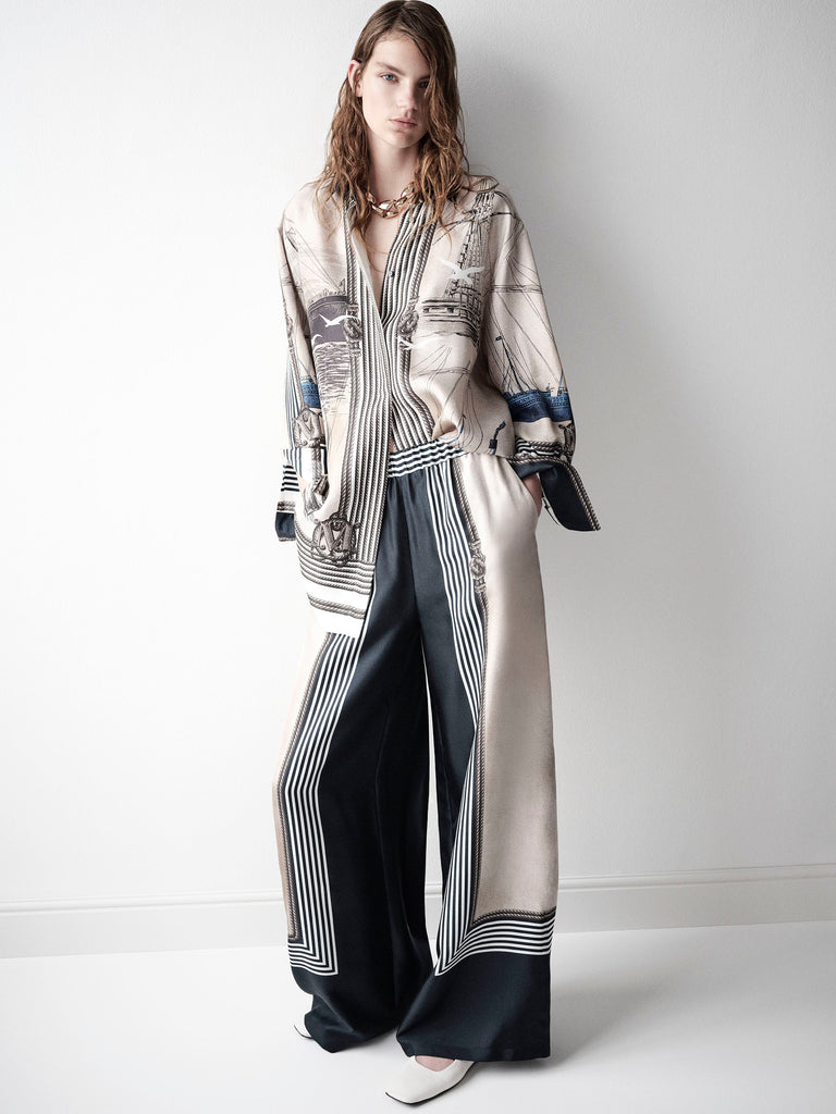max mara wide-fit printed silk trousers