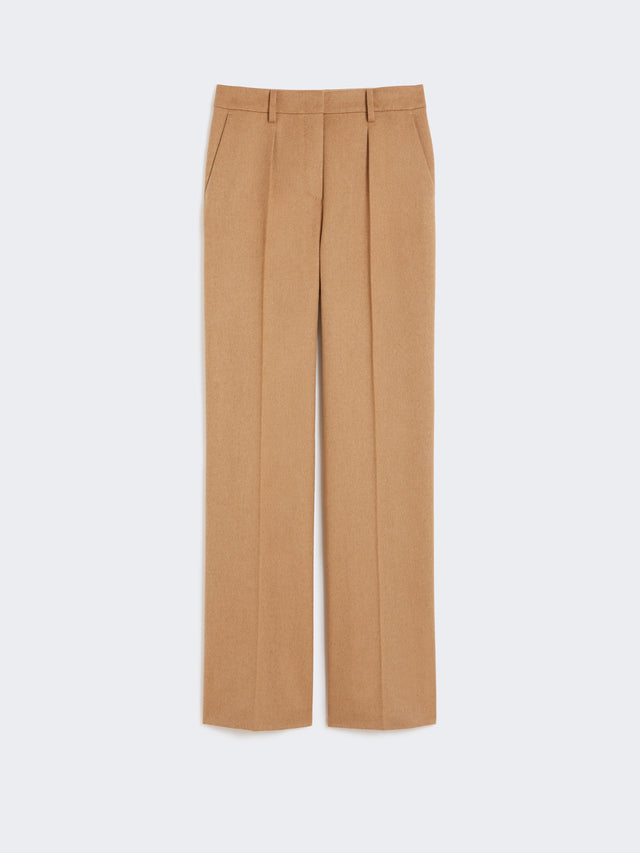Menswear-style camel trousers
