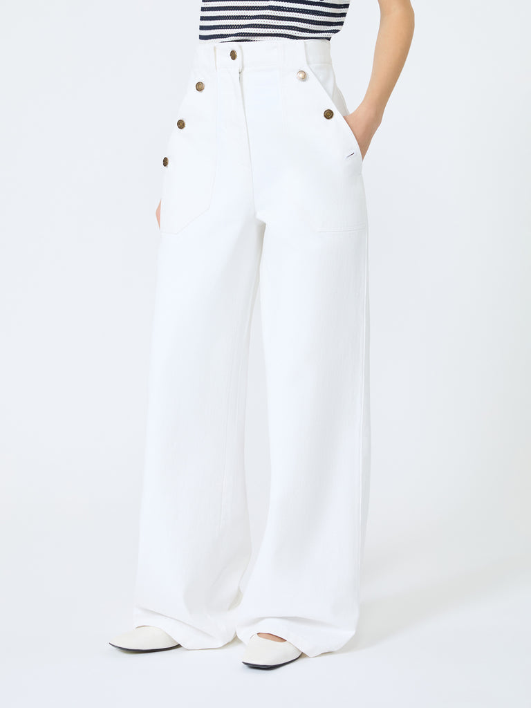 max mara cotton bull denim wide-leg trousers