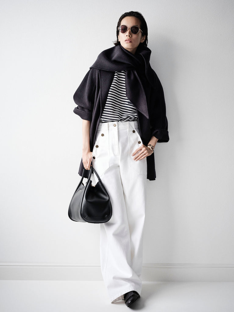max mara cotton bull denim wide-leg trousers