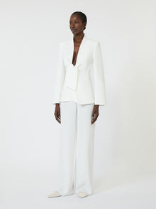 Cady Wide-Leg Trousers for Women - White - Max Mara KSA