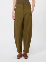 Stretch Cotton Canvas Trousers for Women - Kaki - Max Mara KSA