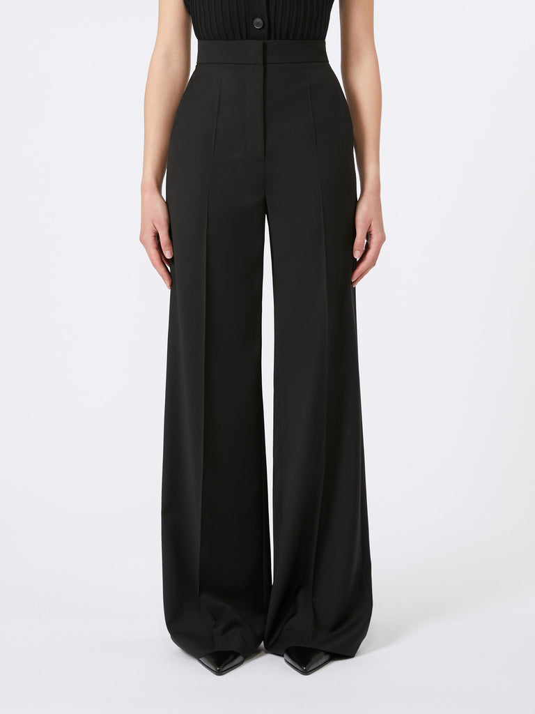 Straight-fit light wool trousers