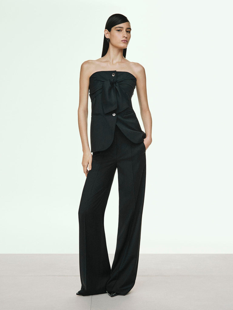 Straight-fit light wool trousers