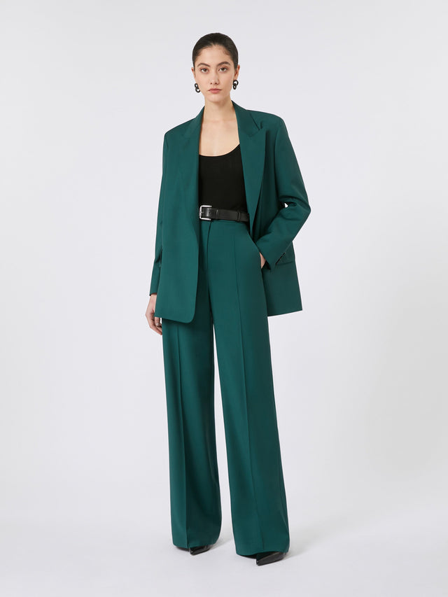 Straight-fit light wool trousers