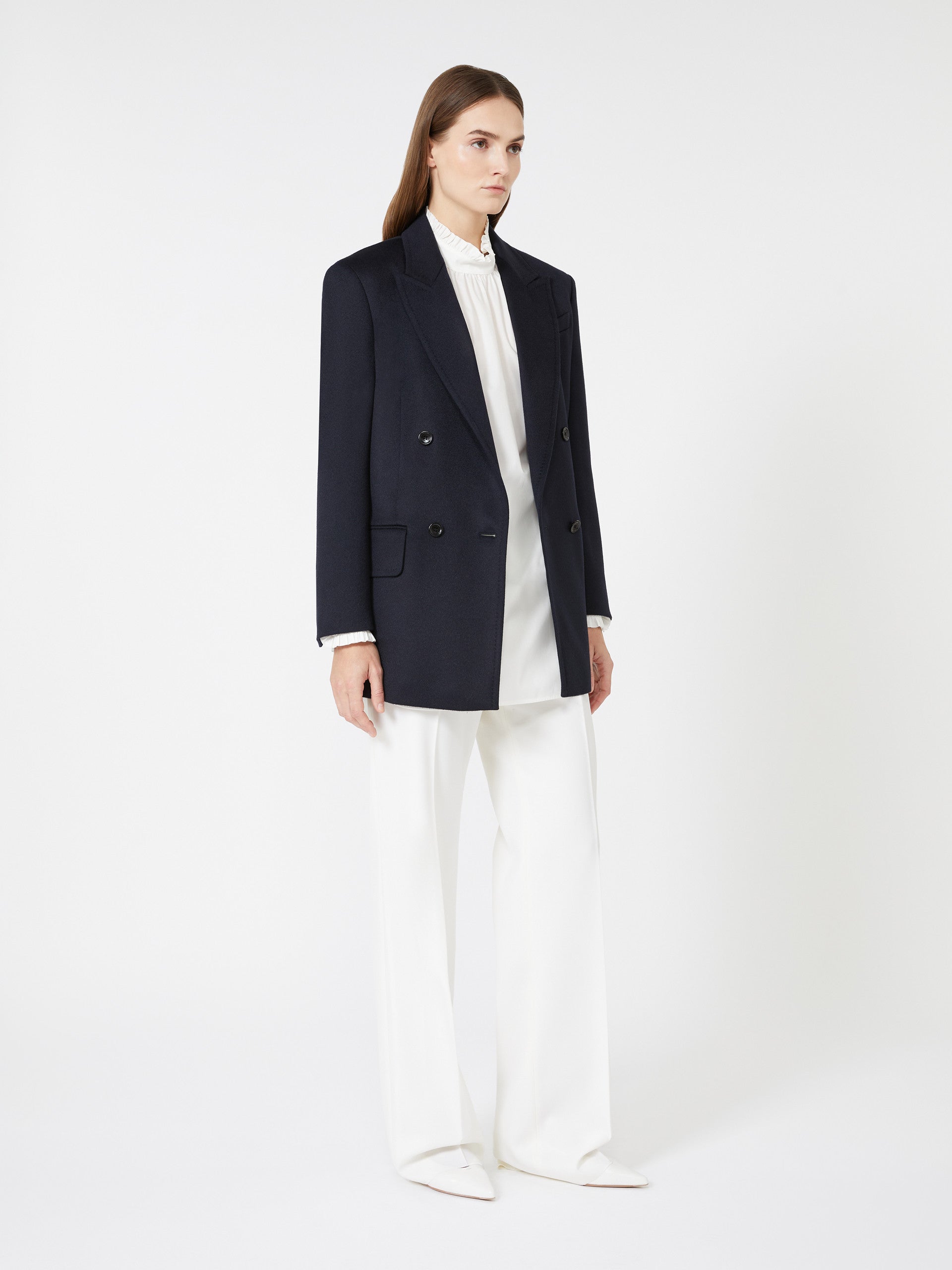 Straight gabardine wool trousers