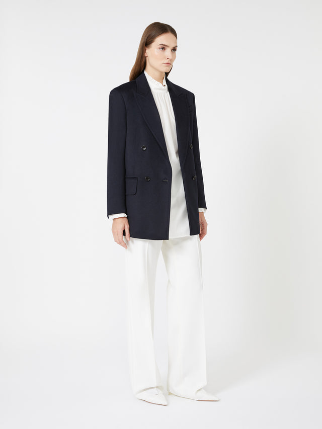 Straight gabardine wool trousers