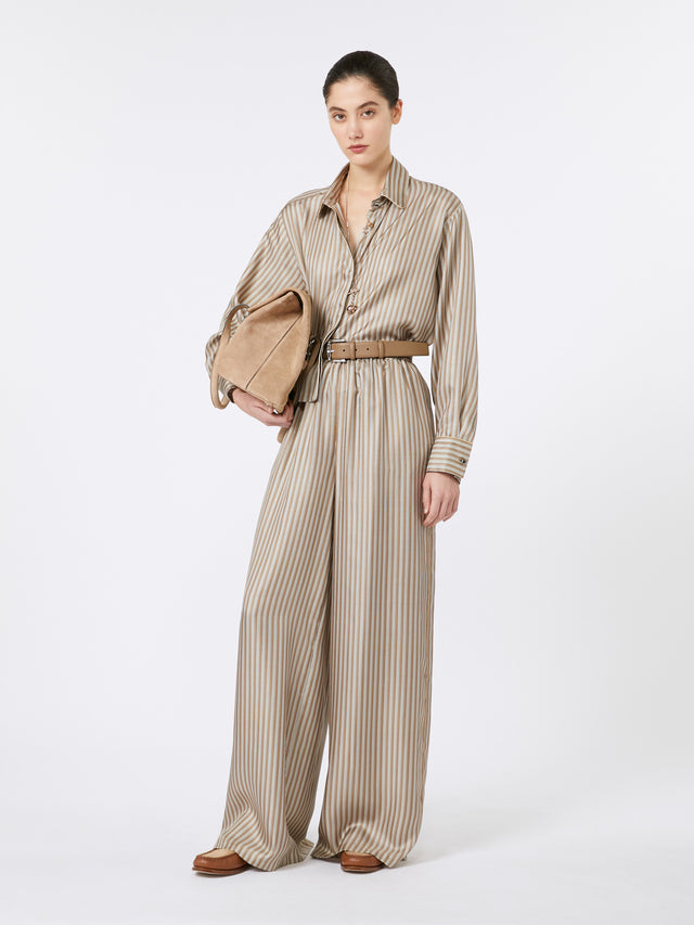 Wide-fit printed silk trousers