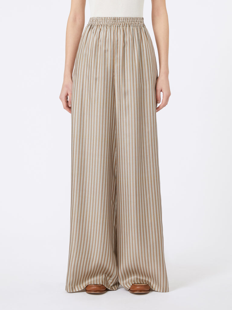 Wide-fit printed silk trousers