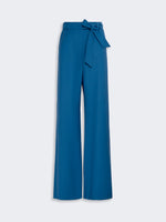 Wool Trousers With Belt for Women - Navy - Max Mara KSA