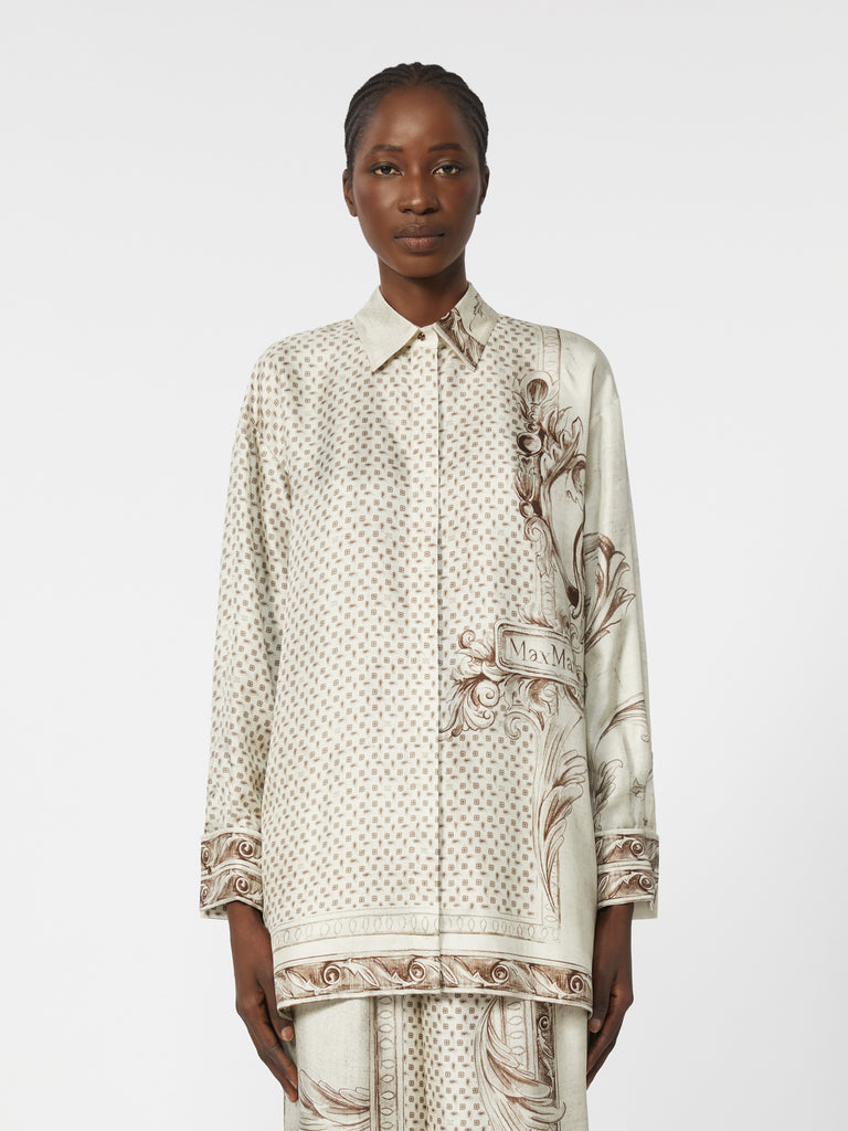 Printed silk twill shirt