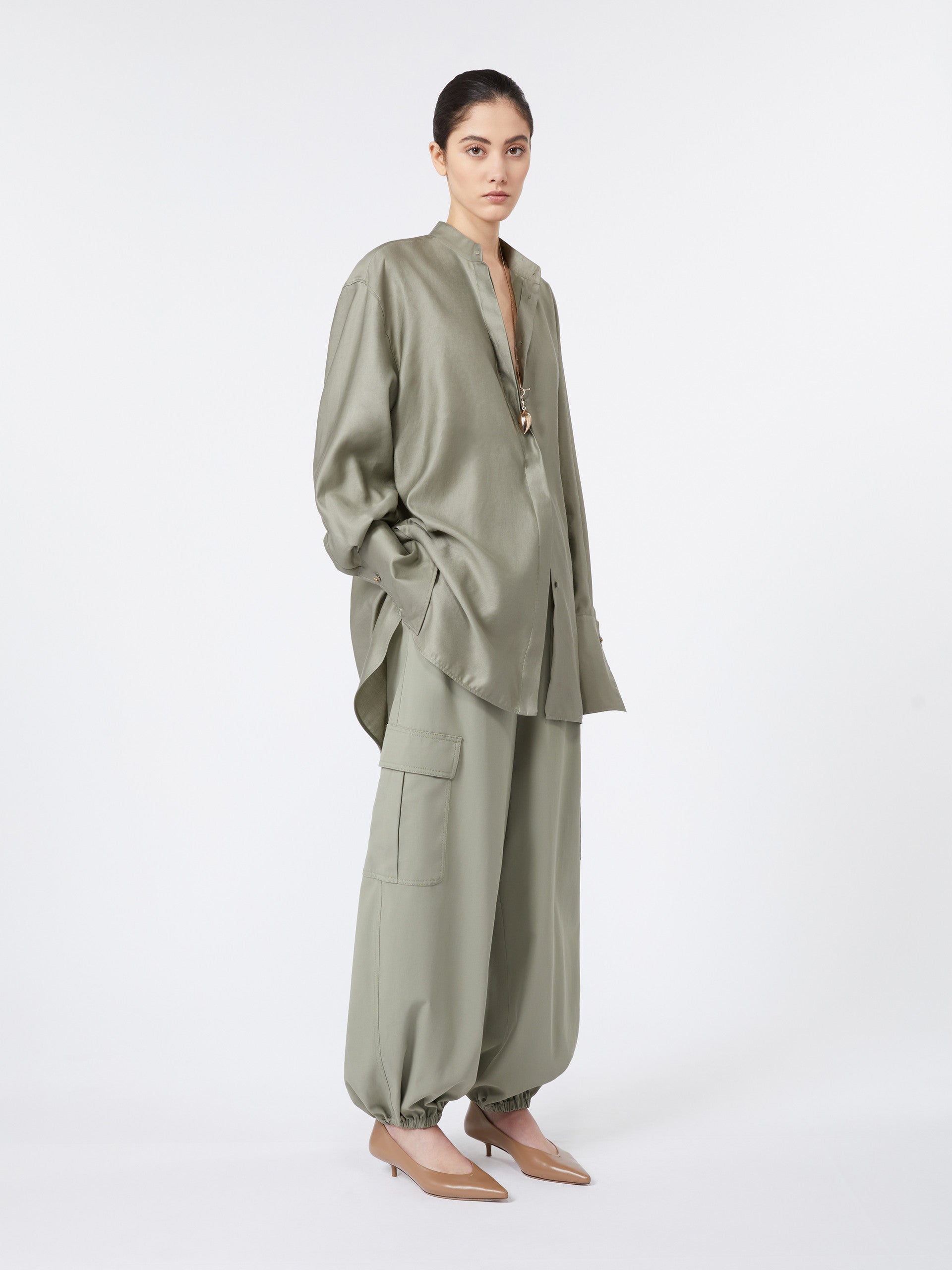 Oversized cotton satin shirt