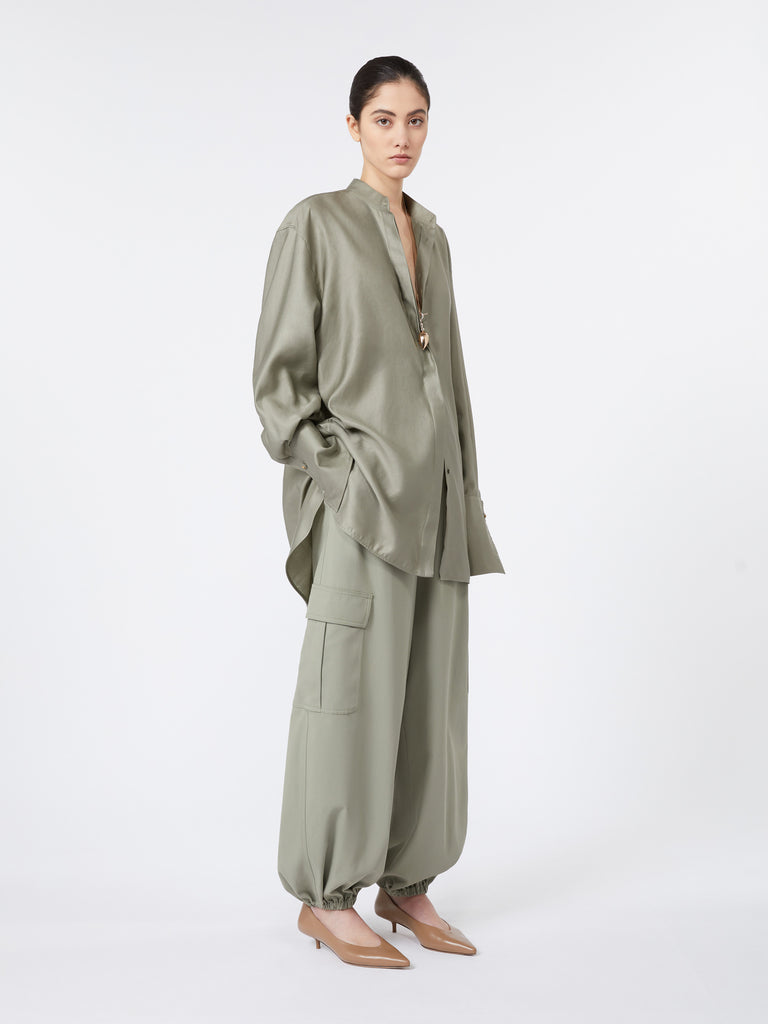 Oversized cotton satin shirt