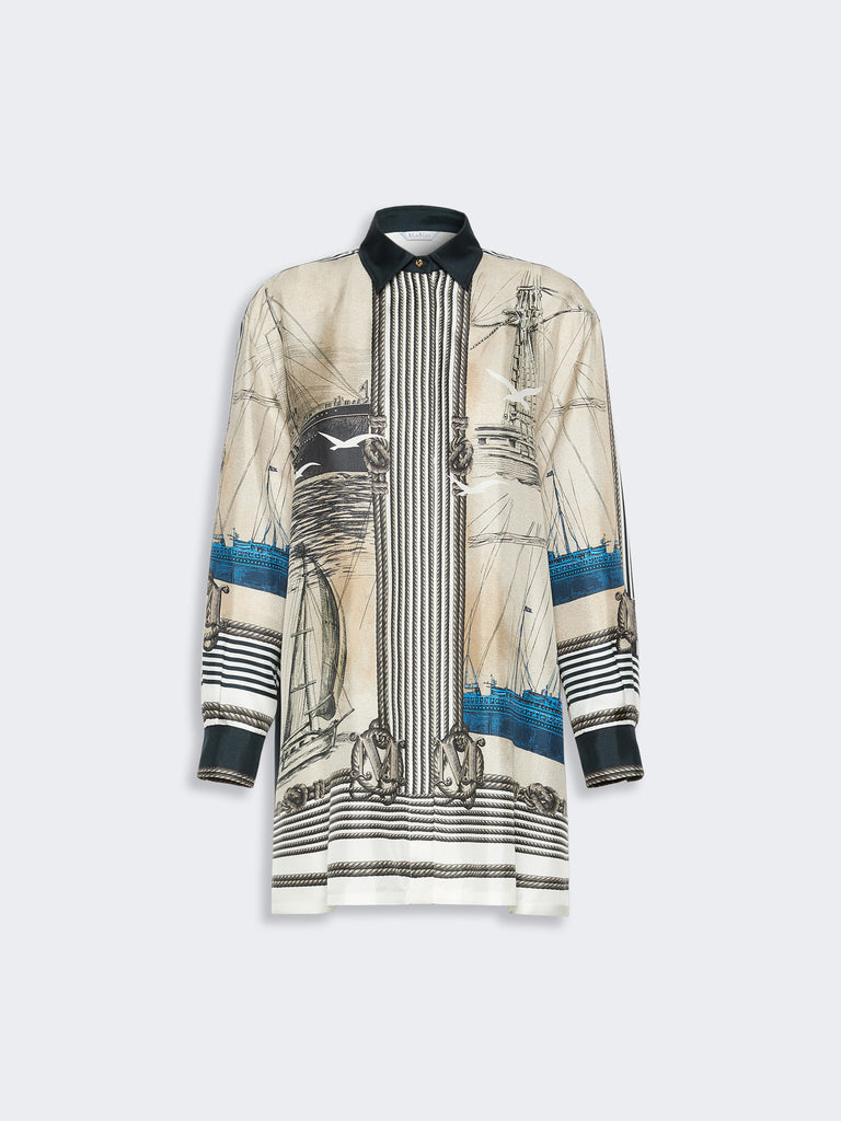 max mara oversized printed silk shirt