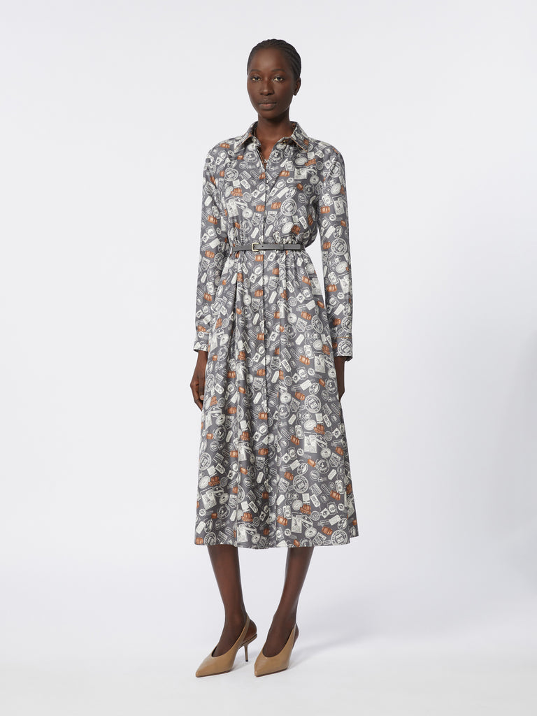 Printed silk shirt dress