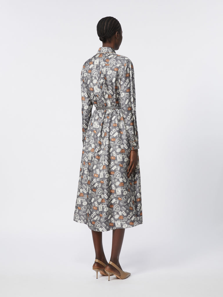 Printed silk shirt dress