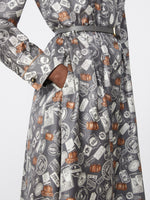 Printed silk shirt dress