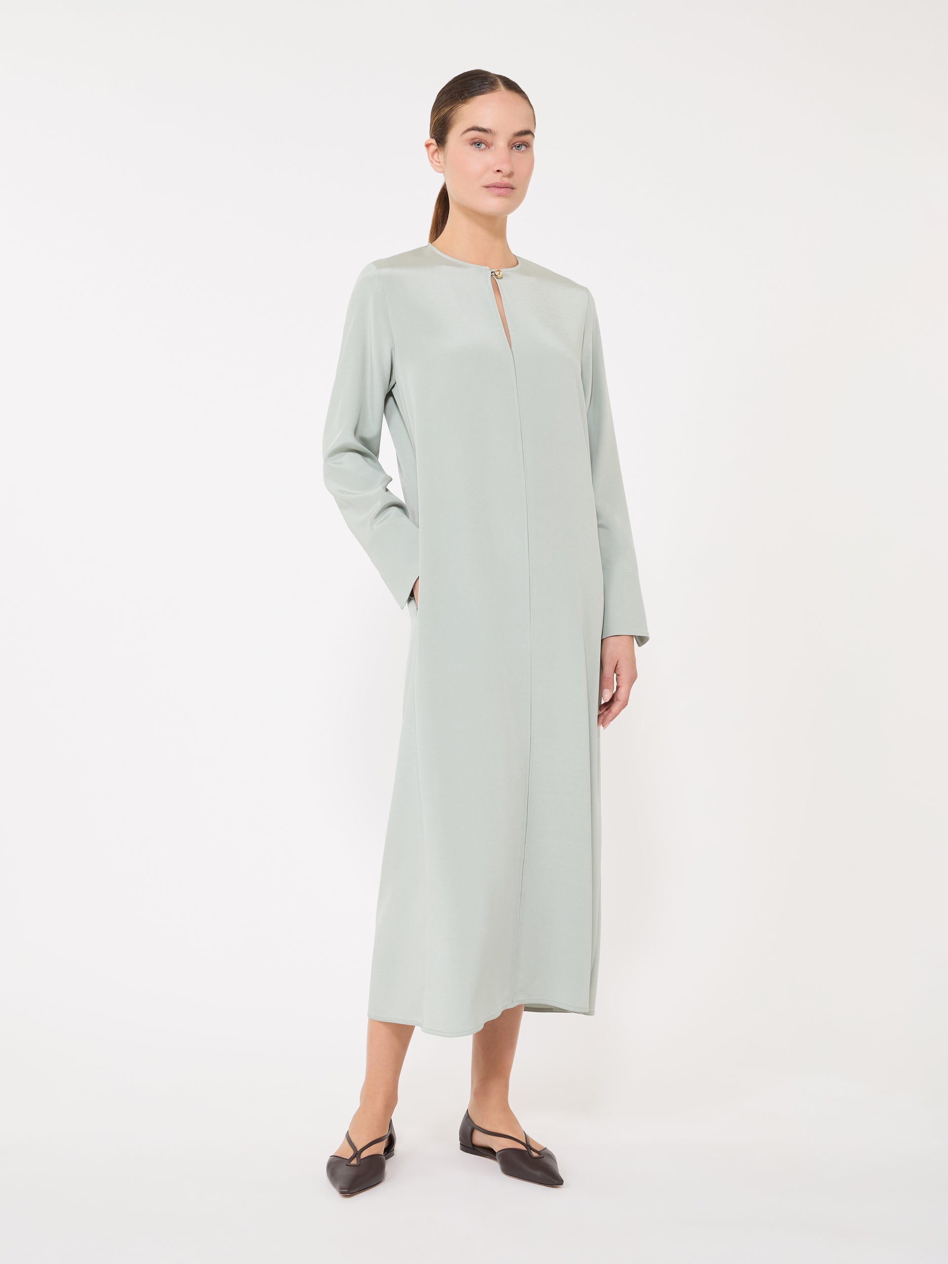 Stretch silk crepe de chine kaftan