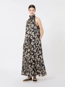 Printed silk twill dress