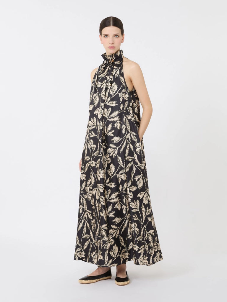 Printed silk twill dress