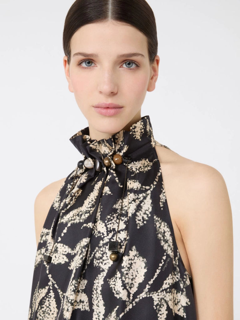 Printed silk twill dress