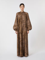 Flared printed silk dress