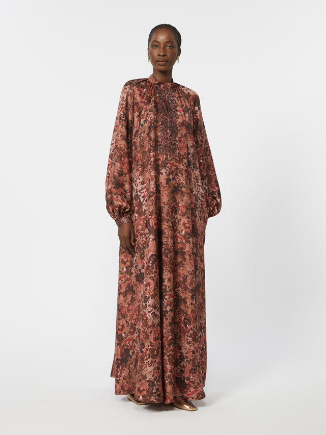 Flared printed silk dress