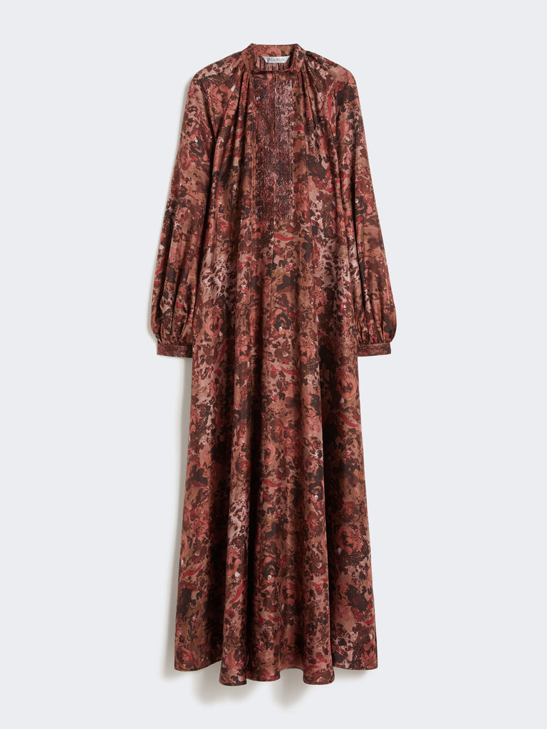 Flared printed silk dress