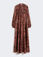 Flared printed silk dress