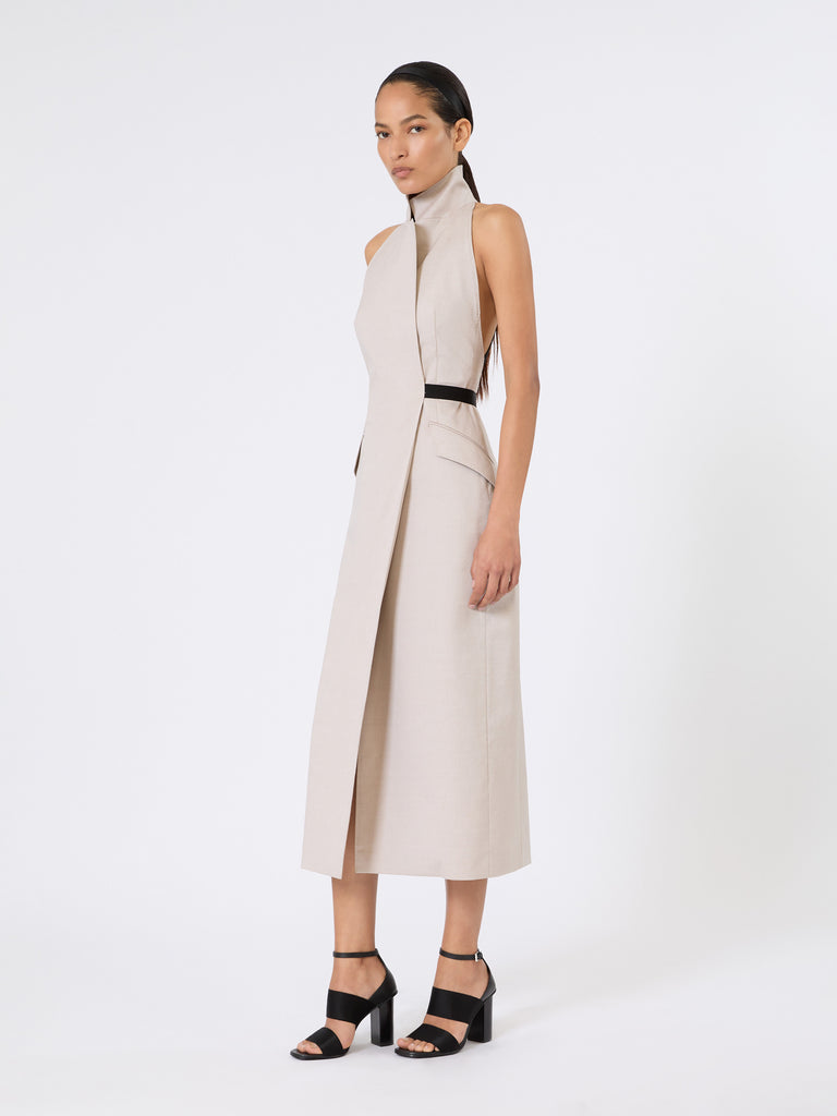 max mara فستان من كانفاس الصوف والقطن