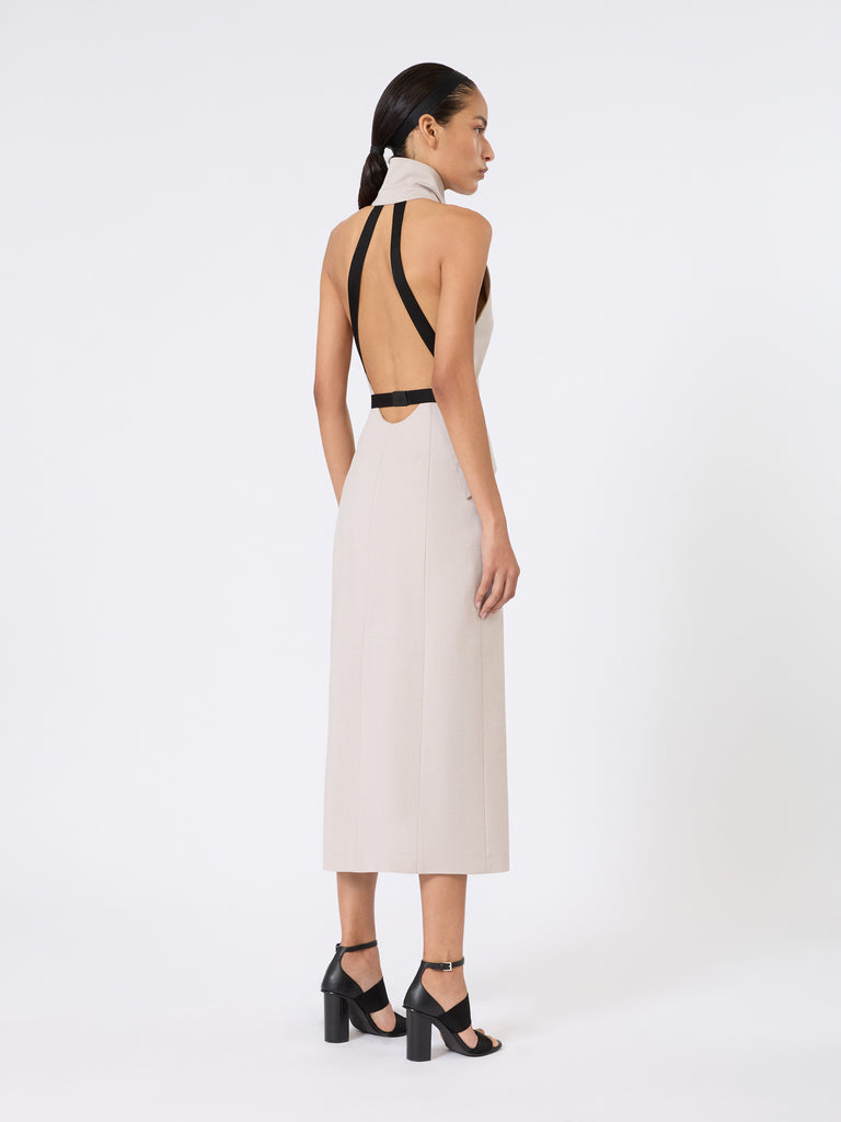 max mara فستان من كانفاس الصوف والقطن