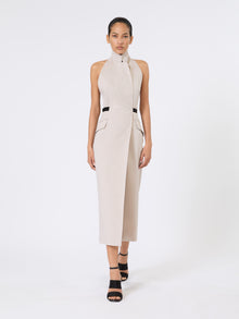 Wool And Cotton Canvas Dress for Women - Beige - Max Mara KSA