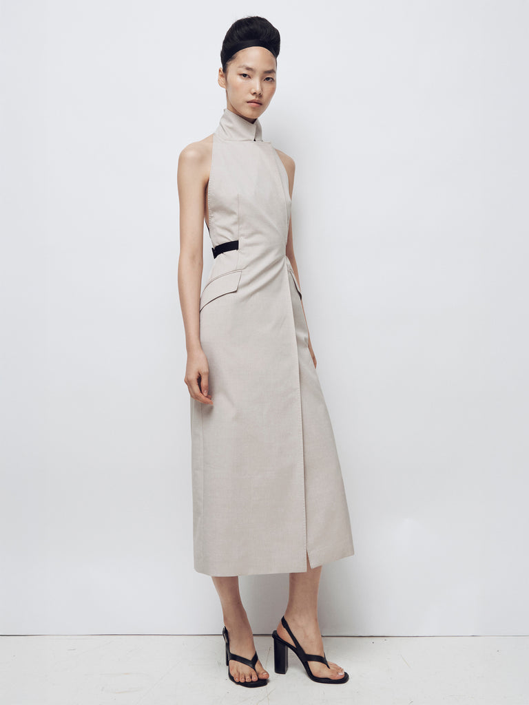 max mara فستان من كانفاس الصوف والقطن
