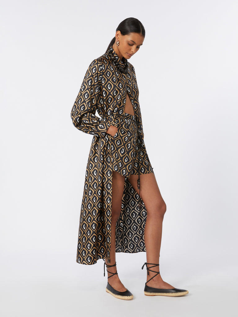 max mara printed silk twill shirt dress