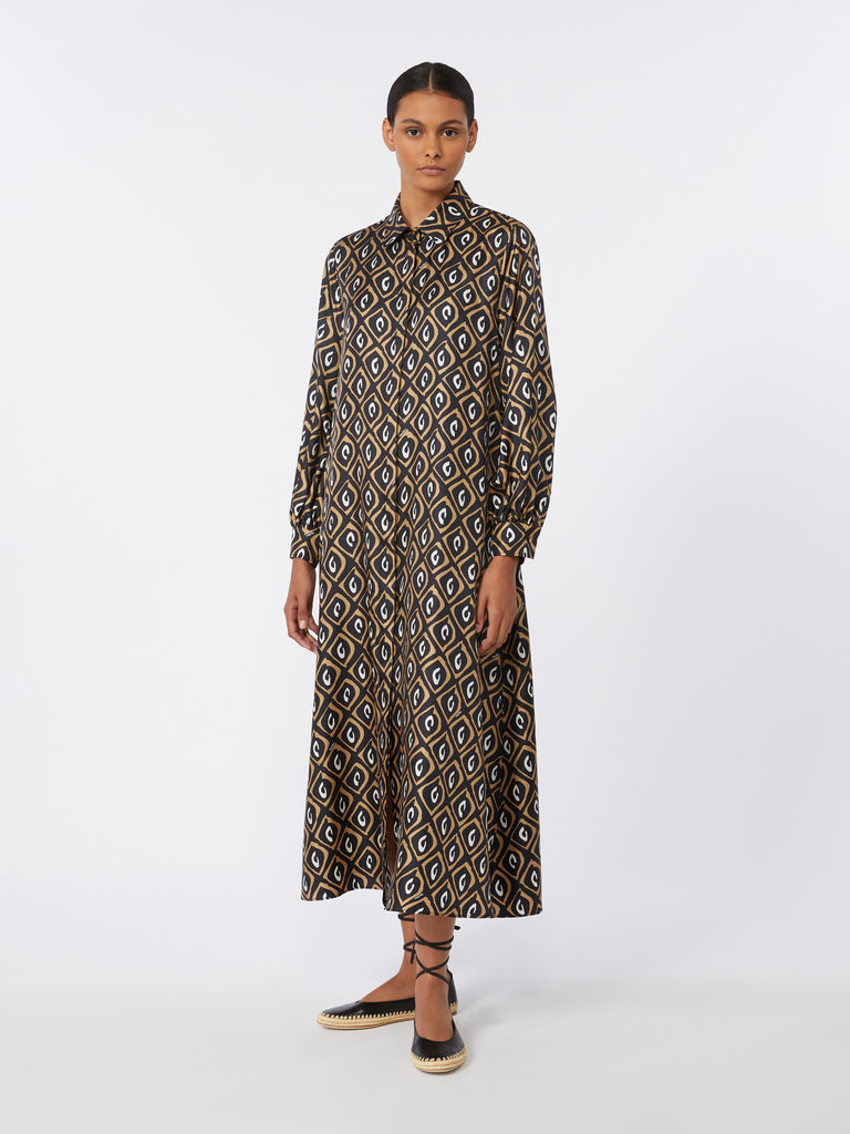 max mara printed silk twill shirt dress
