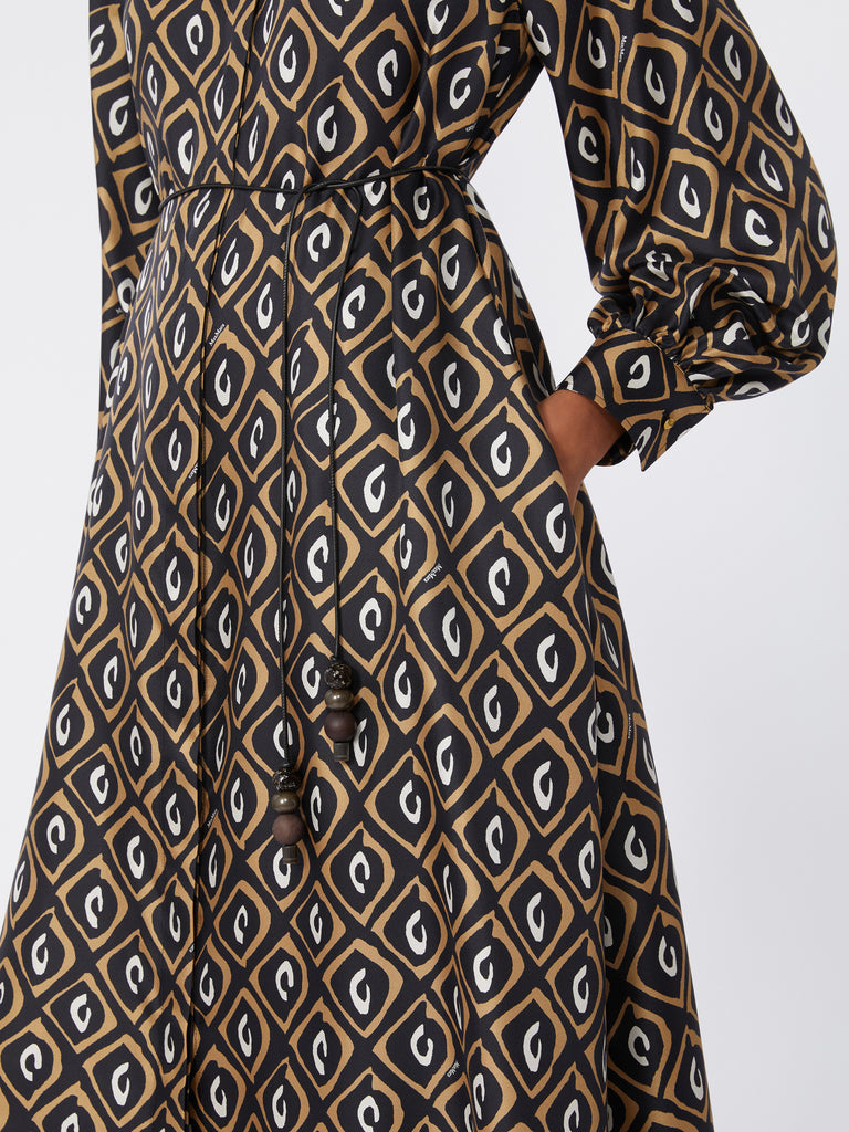 max mara printed silk twill shirt dress