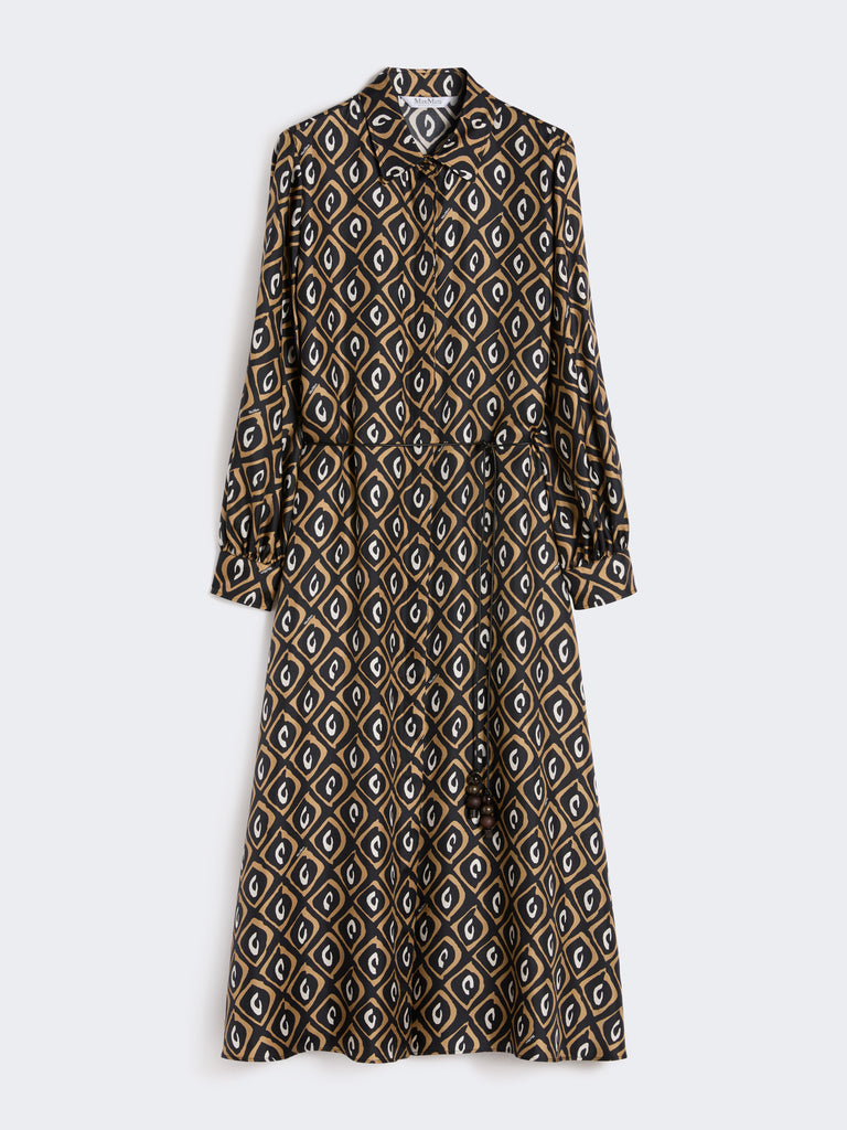 max mara printed silk twill shirt dress