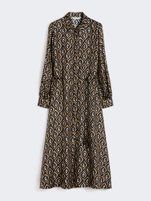 Printed silk twill shirt dress
