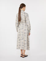 Printed silk shirt dress