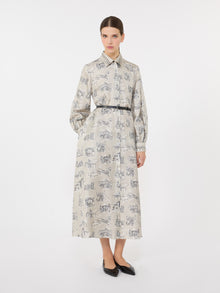 Printed silk shirt dress