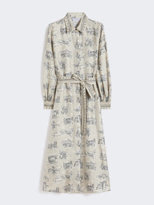Printed silk shirt dress
